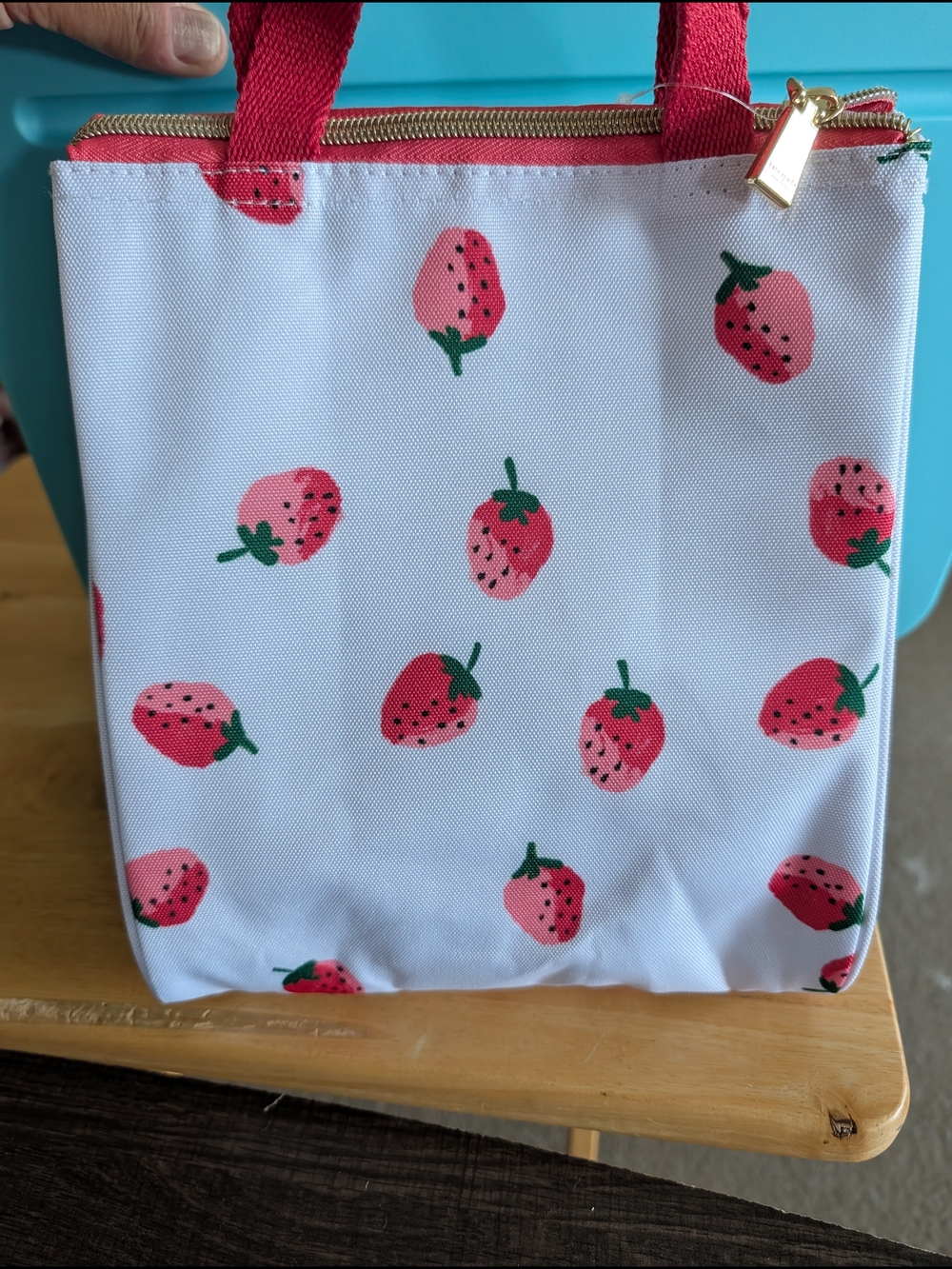 Kate Spade Strawberry Print Lunch Tote With Storage Container - Picture 5 of 10